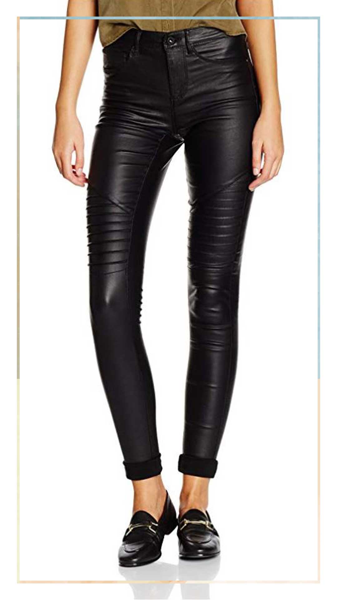 pantalon cuero biker negro